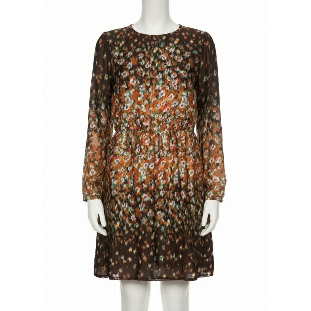 Esley‎ Women's Long sleeve brown Floral Watercolor abstract Dress Size small
